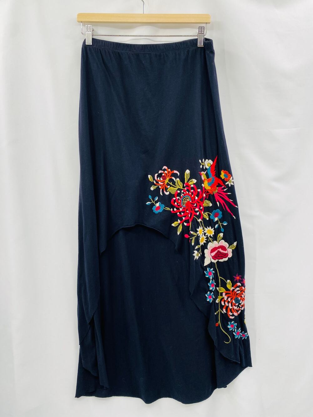 Johnny Was M black Hi-Low Floral Embroidered Skirt
